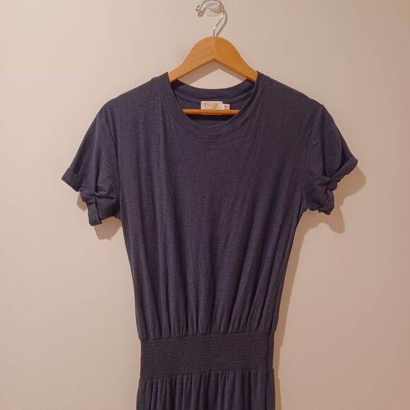 NATION LTD Martine Black Pima Cotton Midi Tiered Dress Size XS Preppy Casual - Picture 3 of 10